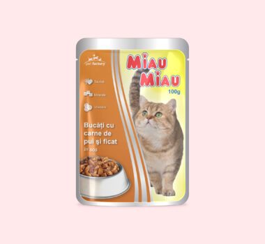 Pliculeț Pisici MIAU MIAU Pui și Ficat 100g